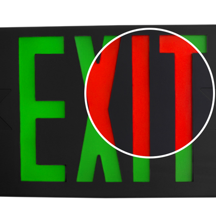 Red or Green Letter Selectable LED Exit Sign Combo with Battery Backup