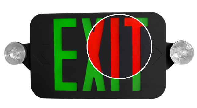 Red or Green Letter Selectable LED Exit Sign Combo with Battery Backup