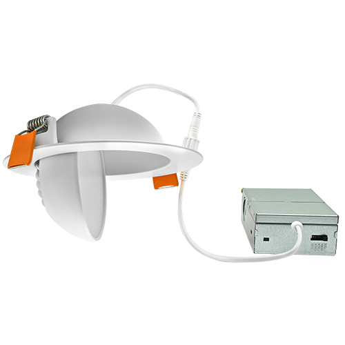 6 Inch Floating Gimbal Recessed LED Downlight with Integrated J-Box Kelvin Selectable 27K/3K/35K/4K/5K