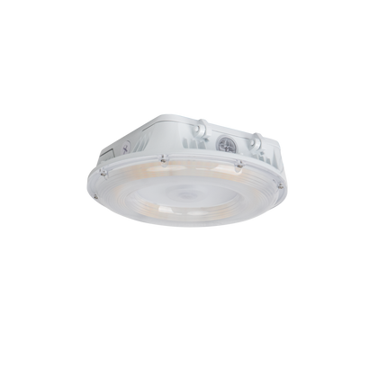 LED Round Canopy Light Lumen Selectable 3,000/6,000/8,000/10,000/11,000LM Kelvin Selectable 3K/4K/5K Built-In Photocell Plug-In Sensor Ready