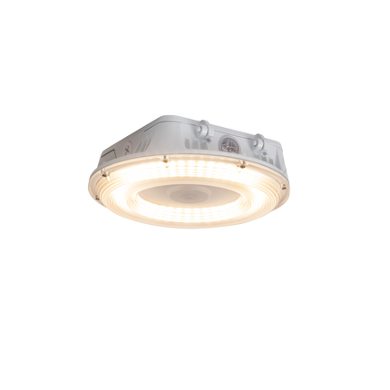 LED Round Canopy Light Lumen Selectable 3,000/6,000/8,000/10,000/11,000LM Kelvin Selectable 3K/4K/5K Built-In Photocell Plug-In Sensor Ready