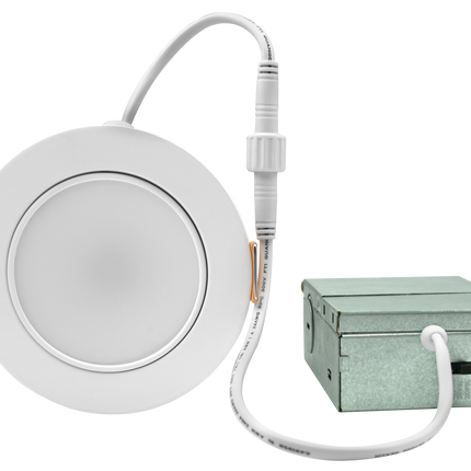 3 Inch Floating Gimbal Recessed LED Downlight with Integrated J-Box Kelvin Selectable 27K/3K/35K/4K/5K