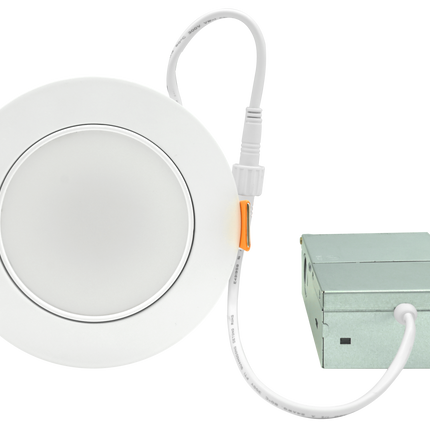 6 Inch Floating Gimbal Recessed LED Downlight with Integrated J-Box Kelvin Selectable 27K/3K/35K/4K/5K