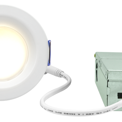 2 INCH CLIP-IN LED DOWNLIGHT WITH INTEGRATED J-BOX LUMEN SELECTABLE 300/400/500LM KELVIN SELECTABLE 27K/3K/35K/4K/5K