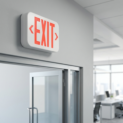 Slim LED Exit Sign Rounded Edges with Battery Backup