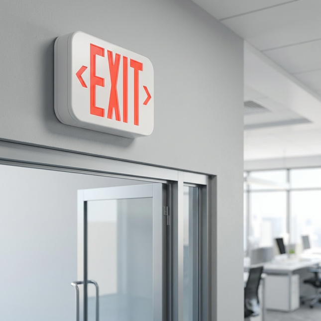 Slim LED Exit Sign Rounded Edges with Battery Backup
