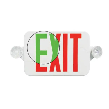 Red or Green Letter Selectable LED Exit & Emergency Combo with Battery Backup - Let There Be Lighting