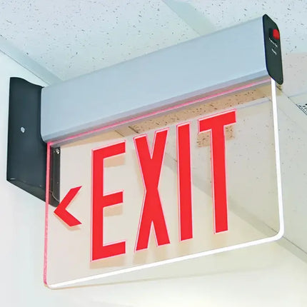 Universal Mount LED Edge Lit Exit Sign with Battery Backup - Surface Mount Edge Lit Exit Sign