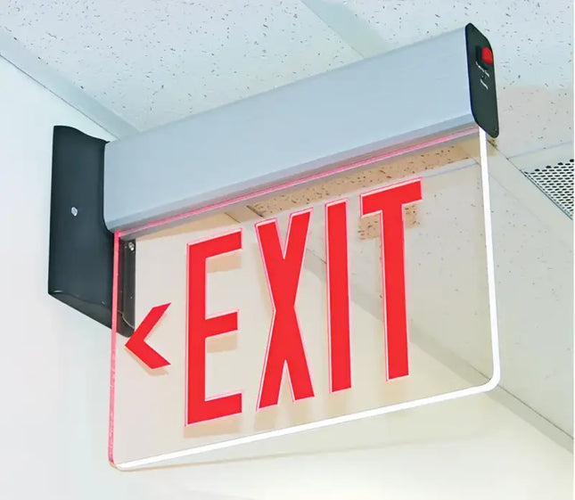 Universal Mount LED Edge Lit Exit Sign with Battery Backup - Surface Mount Edge Lit Exit Sign