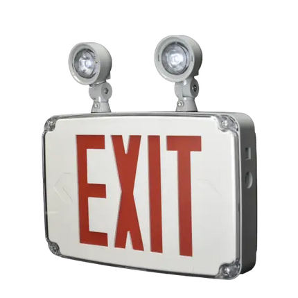 Wet Location Exit & Emergency Combo Selectable Red or Green Lettering - Exit and emergency combo